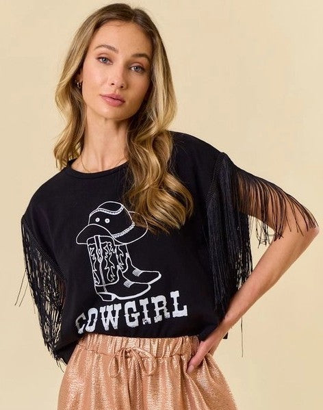 T-shirt nera Cowgirl