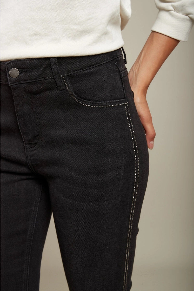 Jeans neri con strass