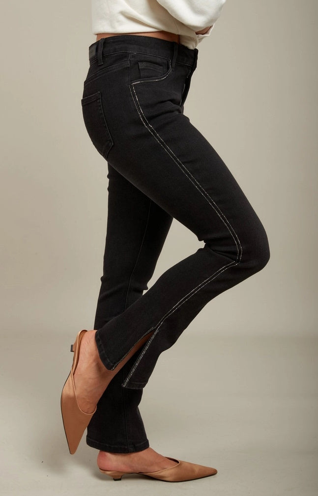 Jeans neri con strass