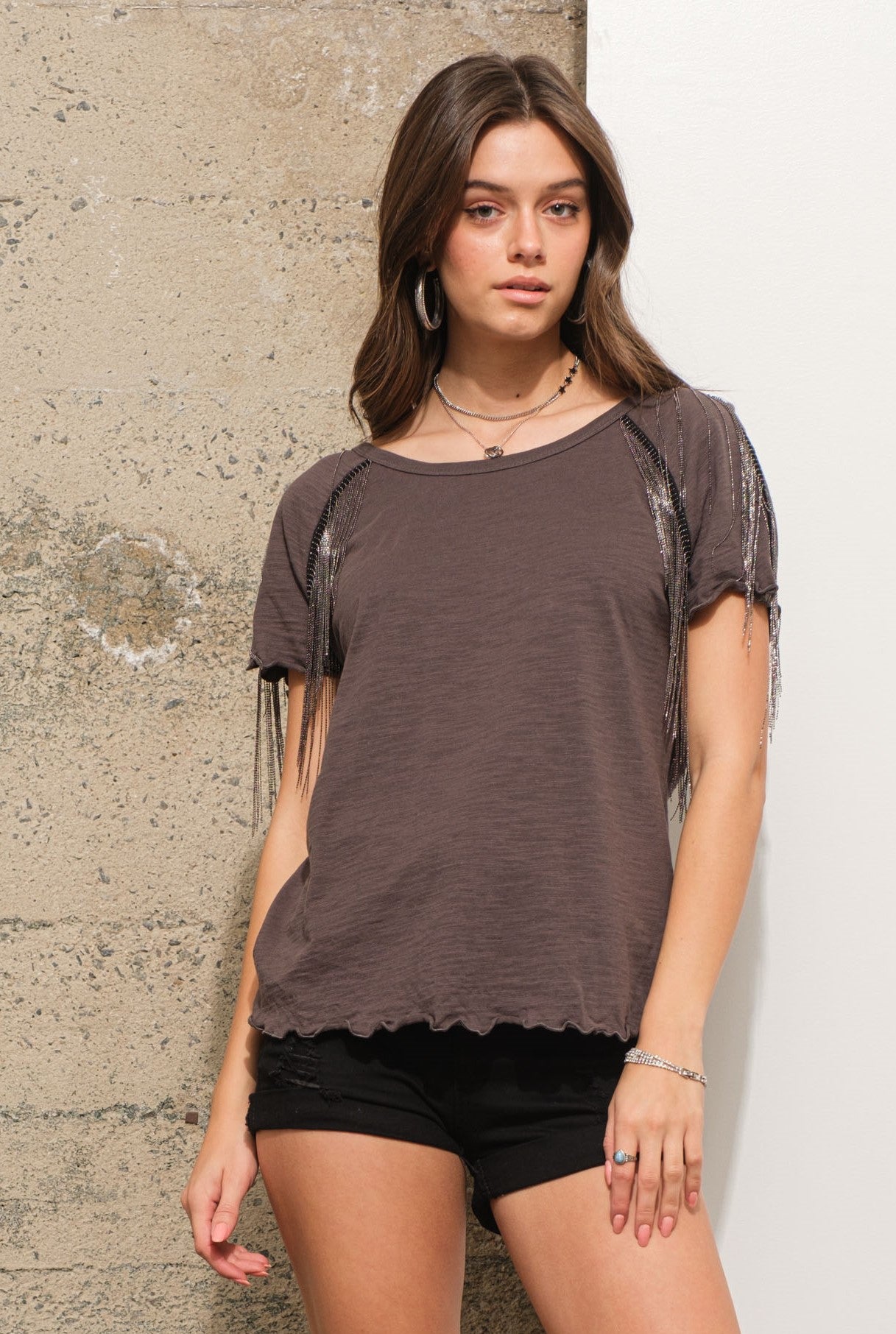 T-shirt con frange