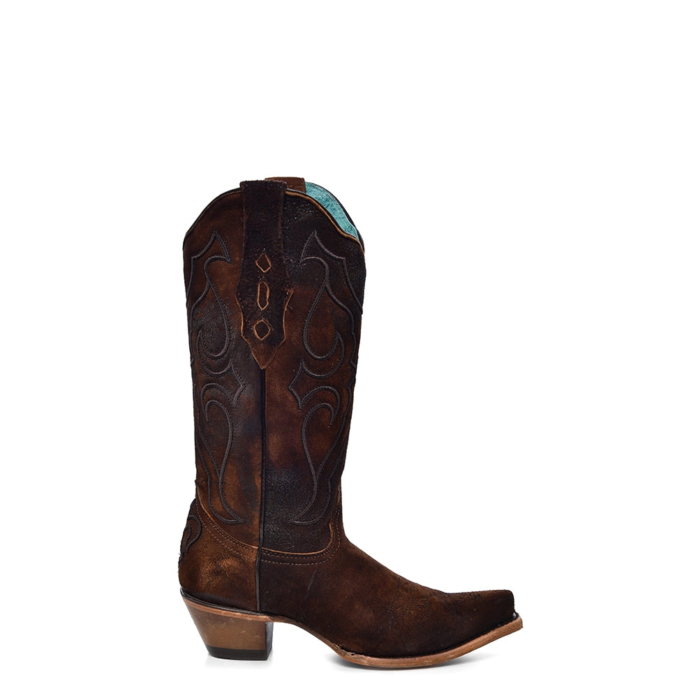 Stivali Western Corral marroni con ricami