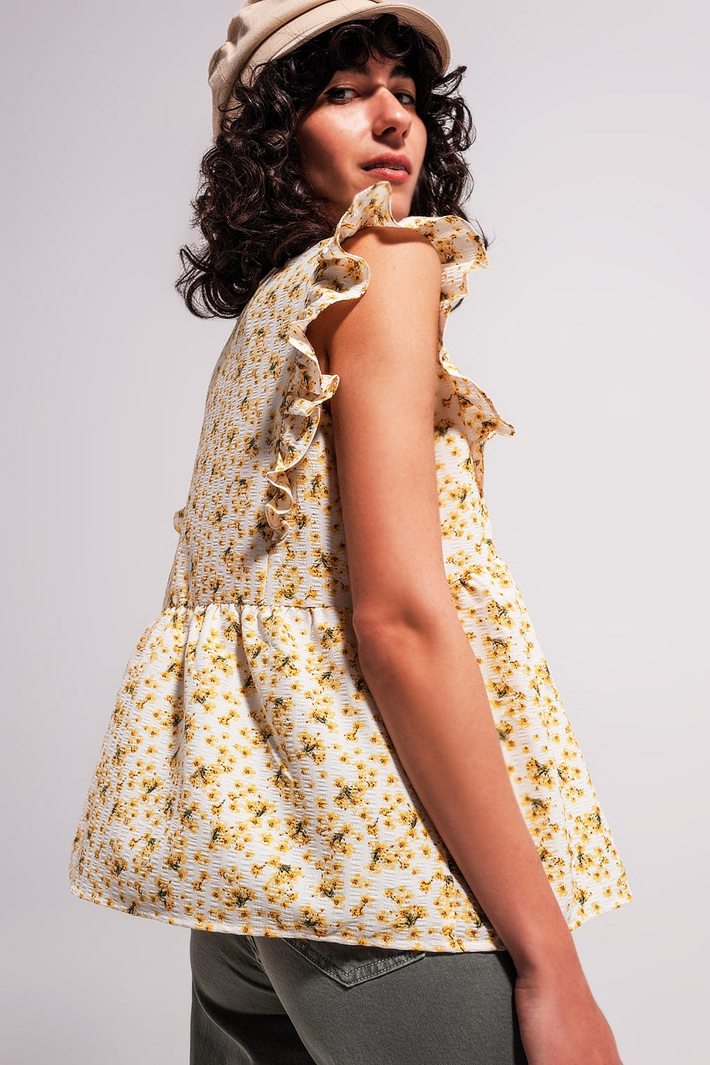 Blusa floreale in giallo