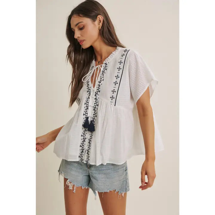 Blusa babydoll bianca