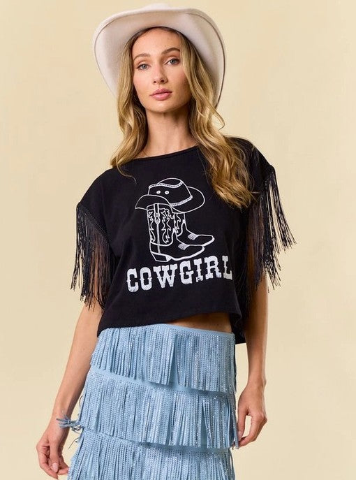 T-shirt "cowgirl" nera
