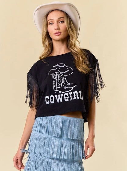T-shirt "cowgirl" nera