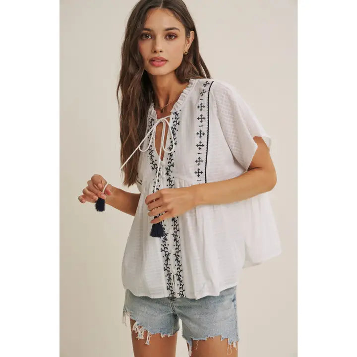 Blusa babydoll bianca