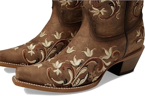 Stivali Western Corral marroni con ricamo floreale