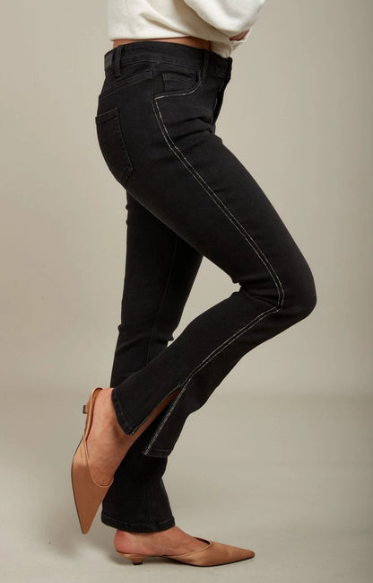 Jeans neri con strass
