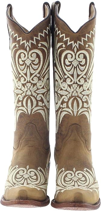 Stivali Western Circle G by Corral beige con ricami bianchi