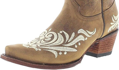 Stivali Western Circle G by Corral beige con ricami bianchi