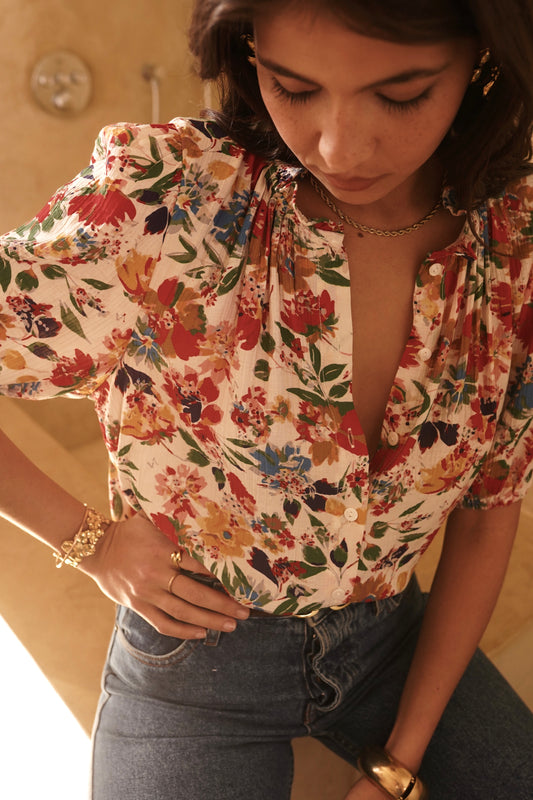 Blusa floreale multicolor