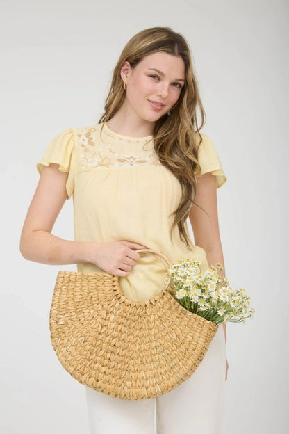 Blusa con ricamo avorio/beige