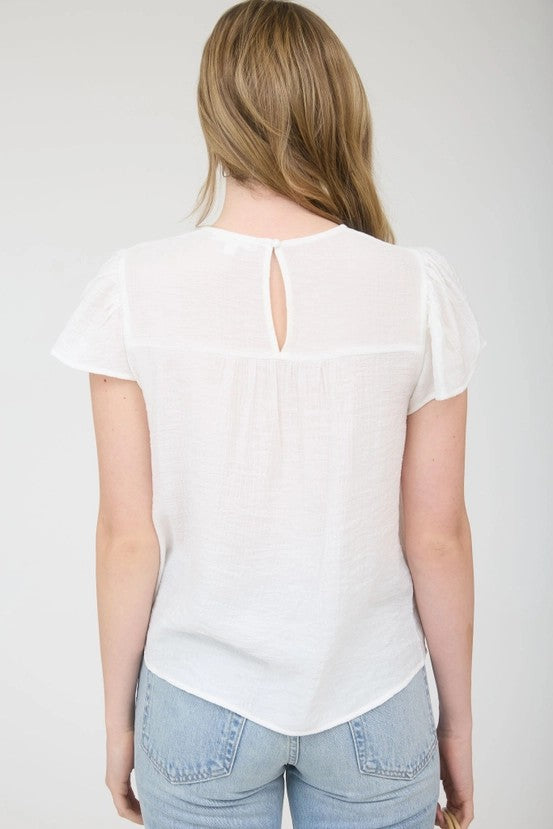 Blusa con ricamo turchese/blu