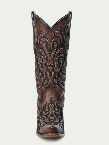 Stivali Western Corral marroni con ricamo scuro