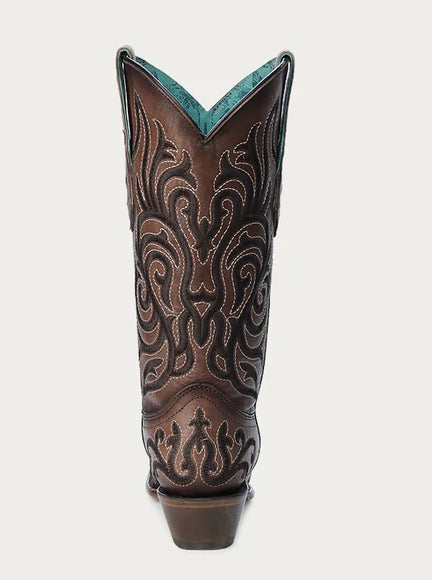 Stivali Western Corral marroni con ricamo scuro