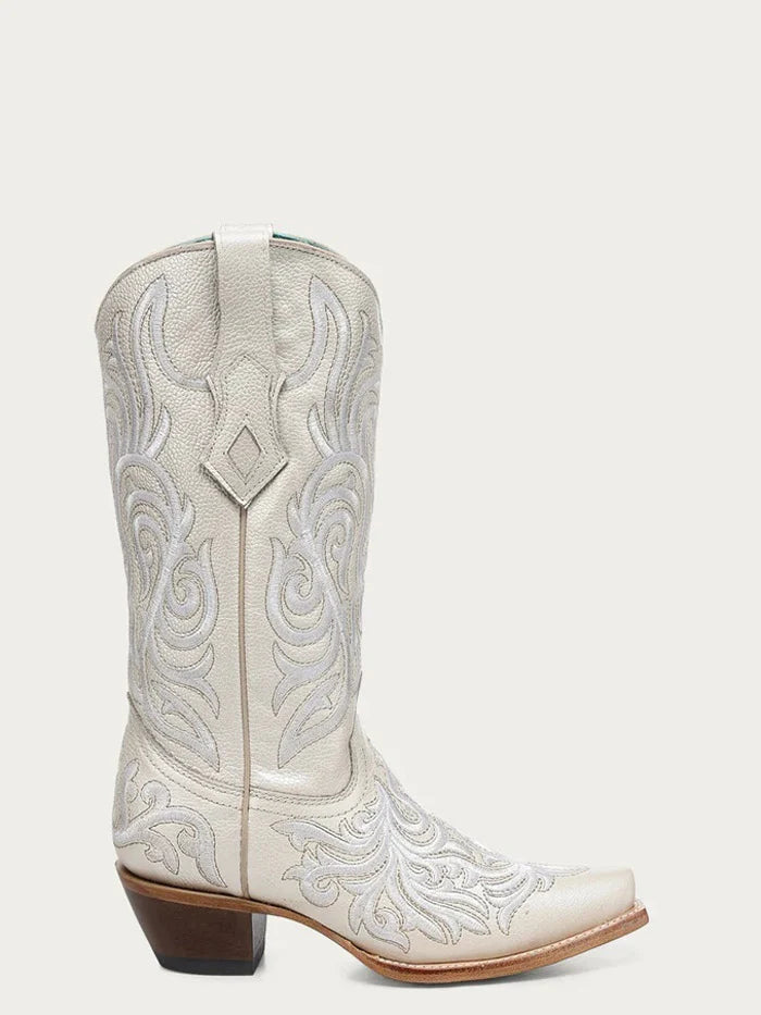Stivali Western Corral bianchi con ricamo