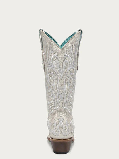 Stivali Western Corral bianchi con ricamo