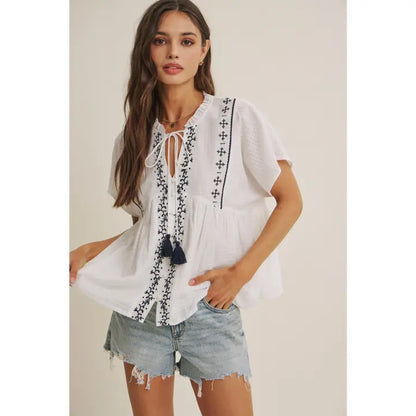 Blusa babydoll bianca
