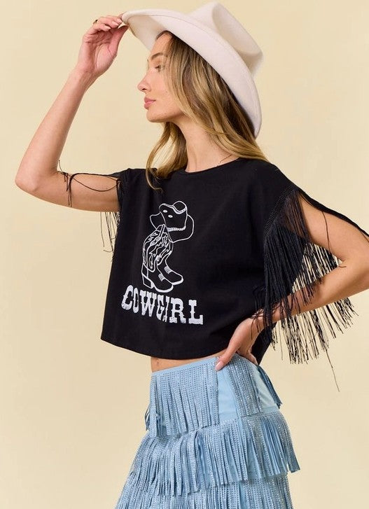 T-shirt "cowgirl" nera