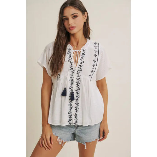 Blusa babydoll bianca